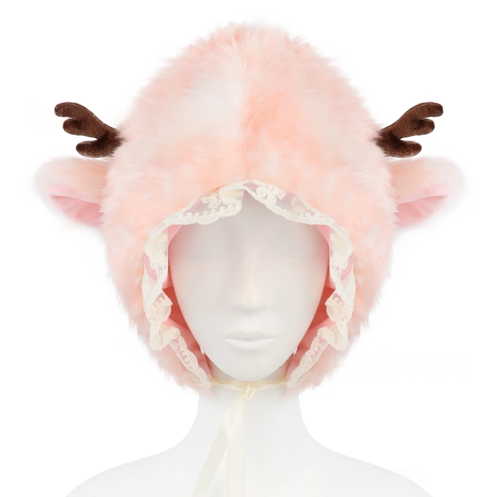 IMU Christmas Women Autumn and Winter Reindeer Spot Ear Protection Hat Japanese Cute Warm Plush Cartoon Antler Earmuffs Hat