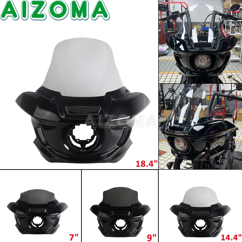 

ST стиль обтекатель фар мотоцикла 7 "9" 14,4 "18,4" ветровое стекло капот для Harley Softail FXLR FXLRS FXST FXBB FXBBS