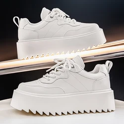 Small White Men's Shoes,2025 Spring New Leisure Fashion Running Shoes, Teenagers Thick Soles To Increase The Board Shoes