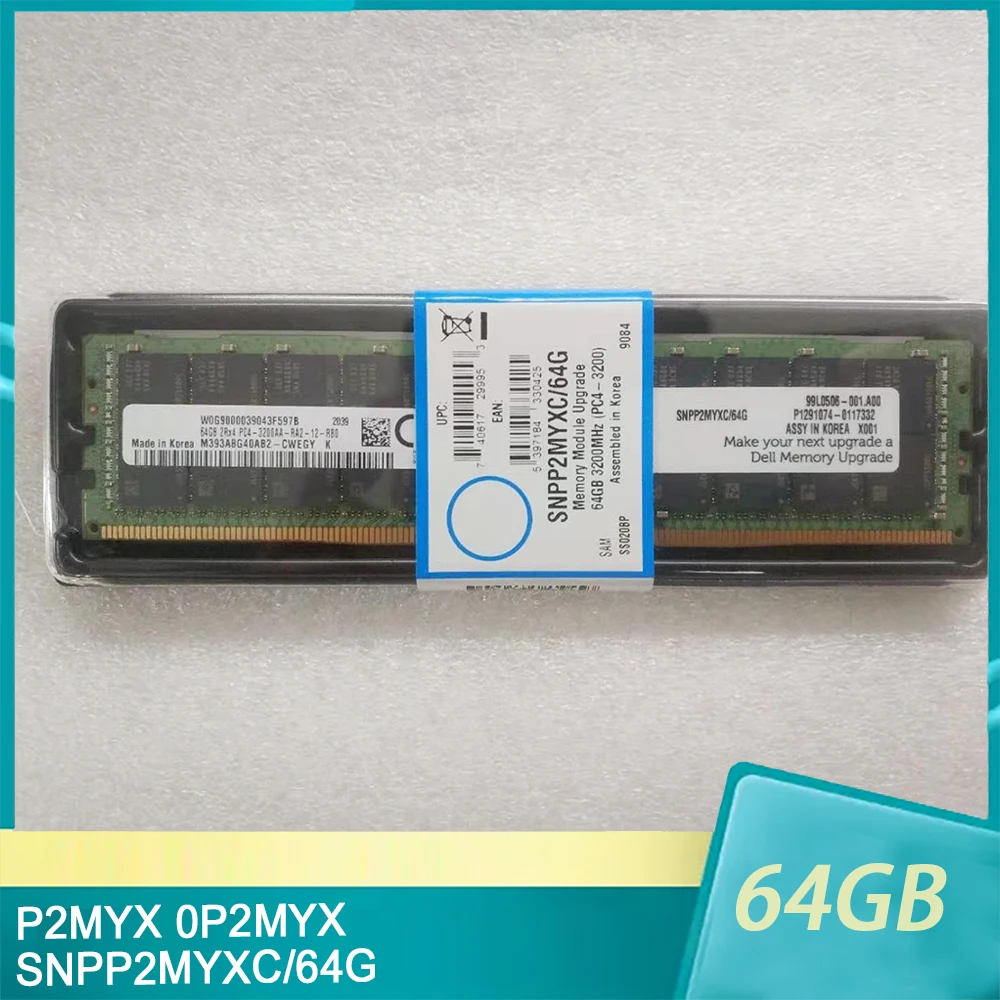 

1 шт. P2MYX 0P2MYX для DELL 64G 64 ГБ DDR4 2RX4 3200AA Оперативная память SNPP2MYXC/64G ECC RDIMM 3200 Серверная память