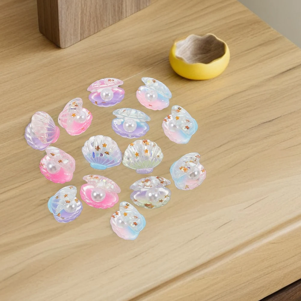 

25 Pcs Pearl Shell Toys Resin Ornaments Glow-in-the-dark Charm Flatback Charms Irregular Seashells Decoration Mini