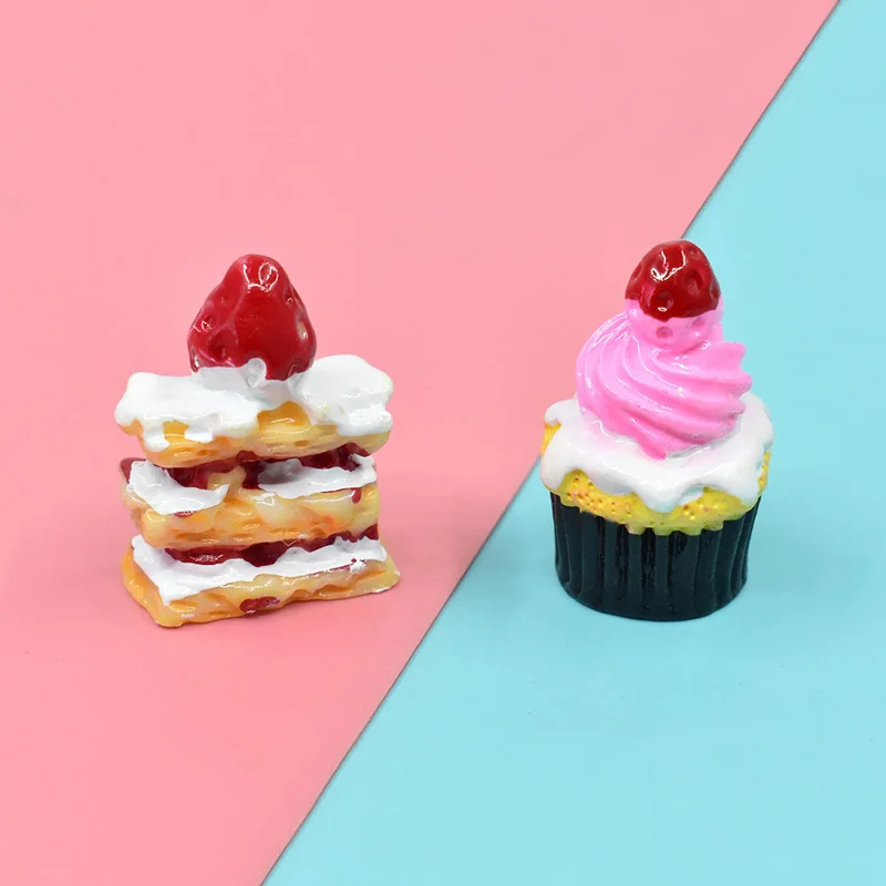 Mini Cake Chocalate Strawberry Miniature Figurine Simulated Food Model Snack Home Decor Fairy Garden Decoration DIY Accessories