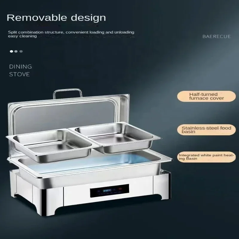 Multifunctional Electric Chafing Dish Hot Pot, Stainless Steel Buffet Food Warmer, Commercial Catering Cooking Equipment