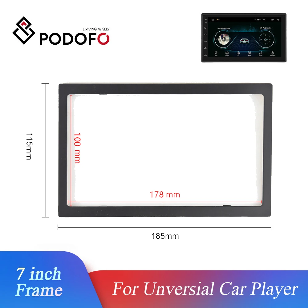 Podofo 2 Din Car Radio Frame 7 inch Unversial Car Player Frame Car Multimedia Player Plastic Framework