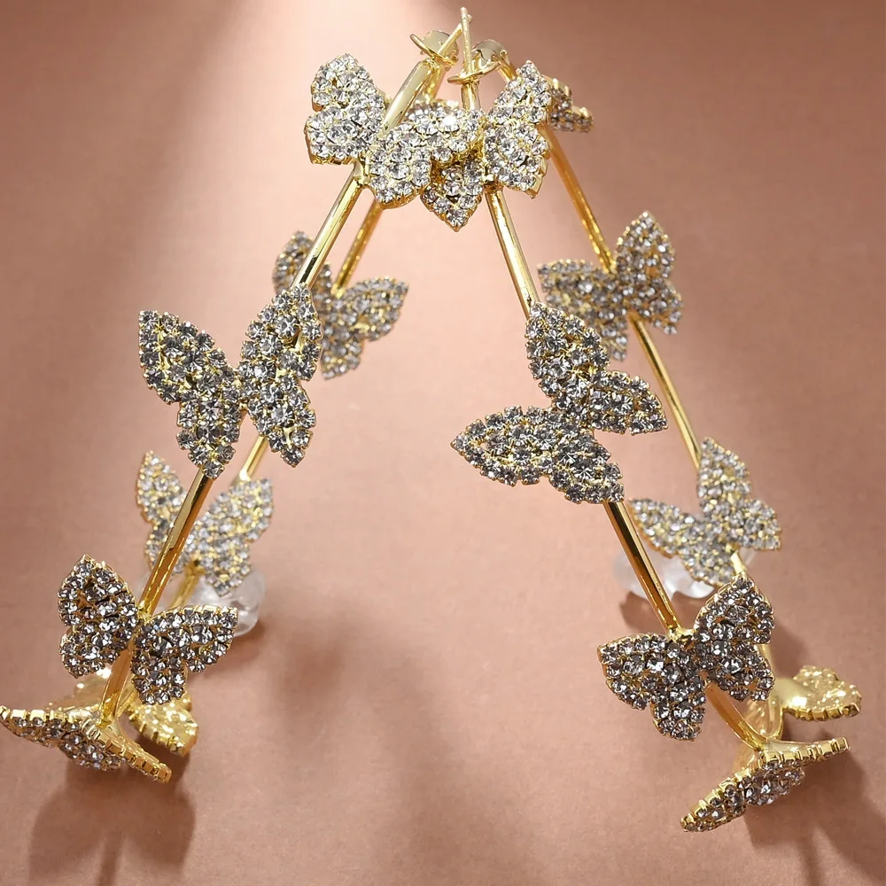Korean Style Butterfly hoop earring Without Piercing For Women Sparkling Zircon hoop Earrings Wedding Party Jewelry Gift