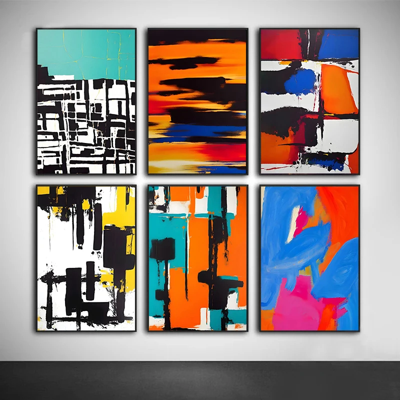 

Abstract Colorful Red Yellow Blue Canvas Painting Poster Wall Art Hd Modular Printing Posters Nordic Pictures Living Room Decor