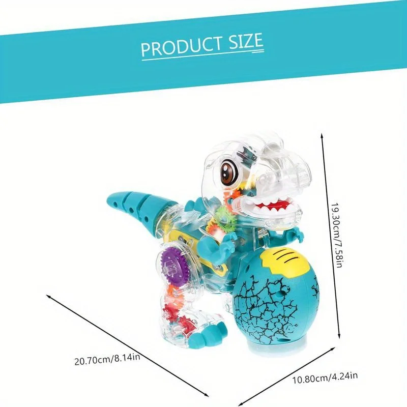 ของเล่นบล็อกไดโนเสาร์เกียร์โปร่งใสสีดำ - ของเล่นเด็กเล็กสำหรับเด็กชายและเด็กหญิง, ของขวัญวันคริสต์มาสและวันเกิด