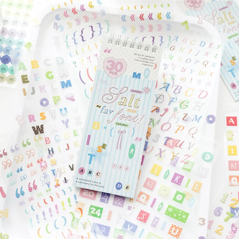 Journal GO 30pcs Matte PET Alphabet & Number Stickers Pastel Letter Decals for Scrapbooking Card Journaling & DIY Crafts