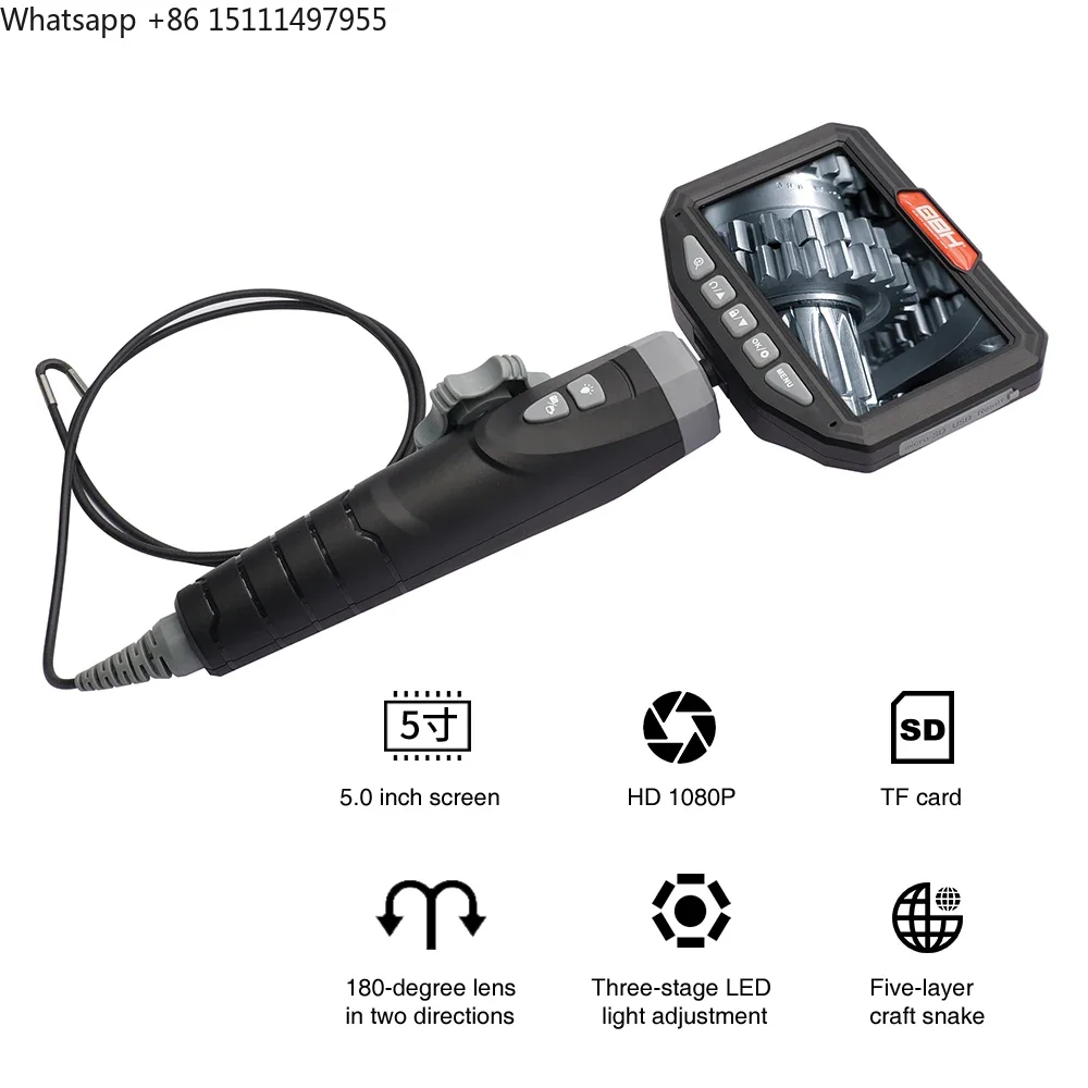 2-way Articulating Inspection  4.9mm Endoscope 1m Industrial Endoscope  With 5 inches IPS Screen