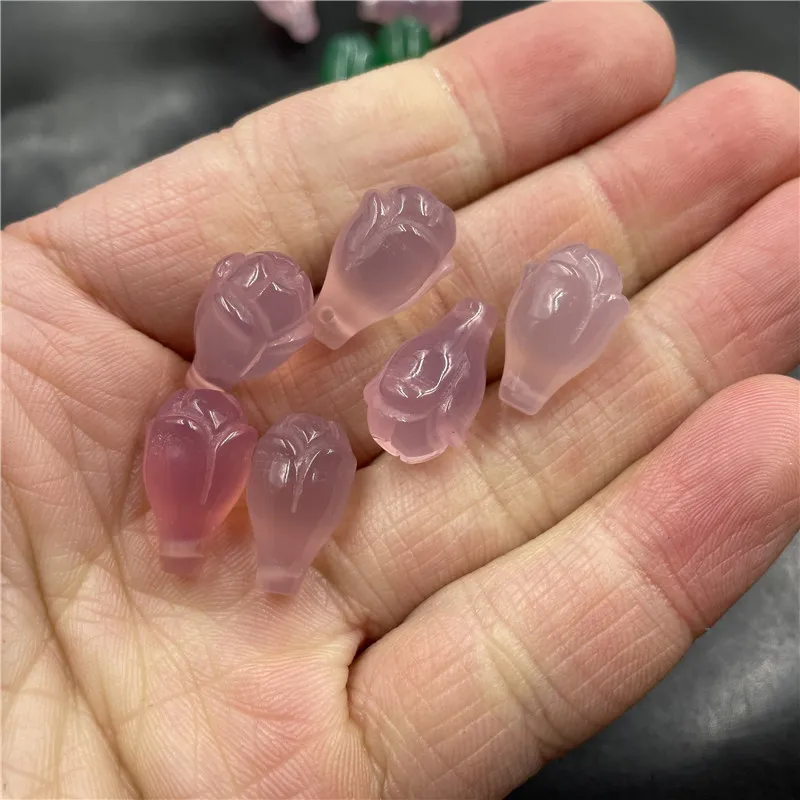 Cheap Jade Ice-like Pink Chalcedony Agate Magnolia Small Pendant Three-Dimensional Green Chalcedony Pendant Jade pendant