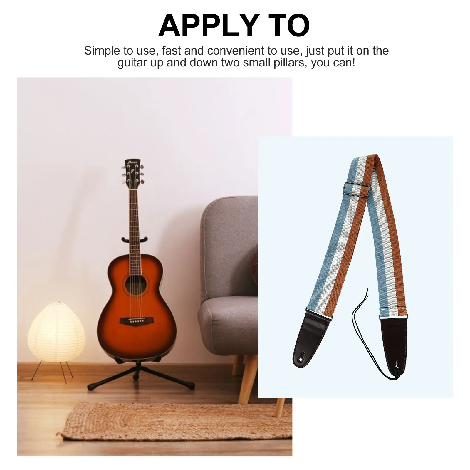 

1Pcs Adjustable Guitar Strap PU Cotton Striped Durable Portable Practical Instrument Lanyard for Guitar Bass Instrument Strap