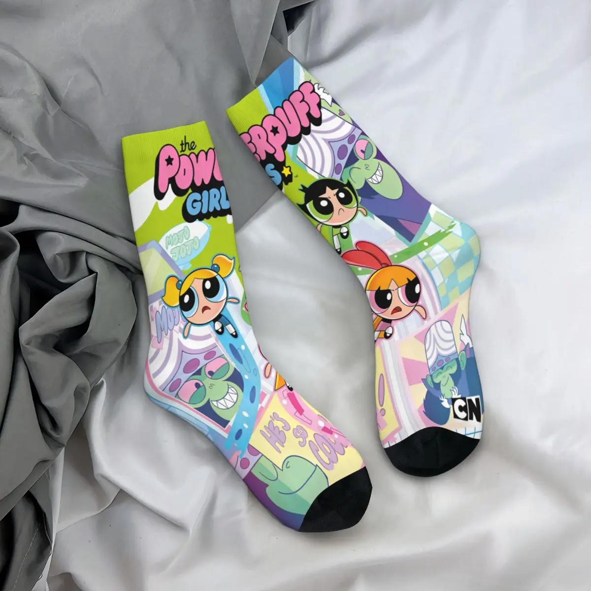 Calcetines de invierno de The power-puffs para niñas, Unisex, divertidos, transpirables, diseño de escalada, antisudor