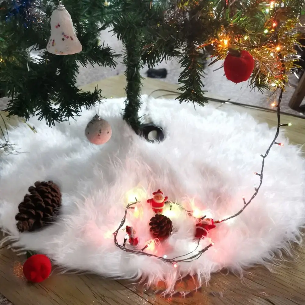 

Apron Ornament Faux Fur Christmas Tree Skirts Handmade Plush Xmas Tree Skirt Soft Reusable Faux Fur Carpet New Year
