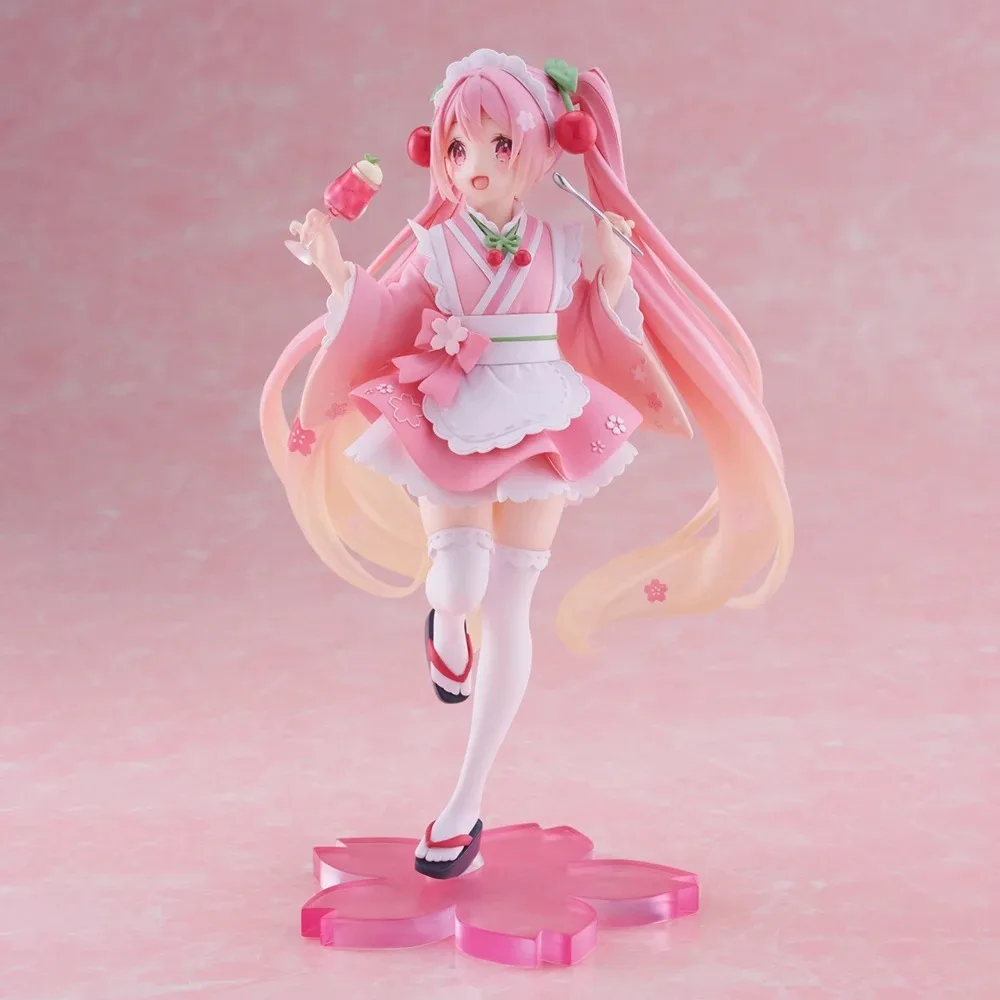 In Stock Taito Hatsune Miku Sakura Wafuu Kissa Ver. Maid Coreful 18cm Doll Kawaii Collectible Anime Figure Model Toy