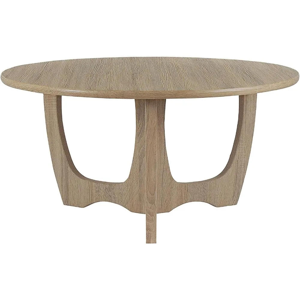 Round Coffee Table, Curved Leg Home Decoration, Living Room Tables, 36 X 18 Inches, Wooden Coffee Table