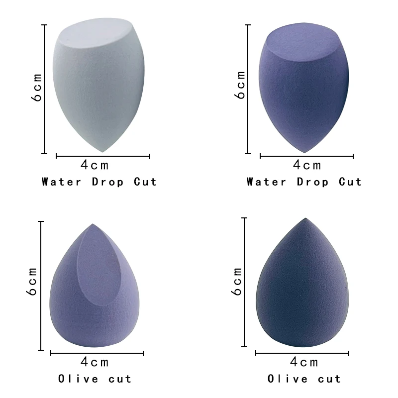 4 Buah Alat Spons Rias Wajah Puff Bubuk Foundation Bola Kosmetik Kecantikan Kombinasi Kering dan Basah Puff Bubuk Bevel Cut