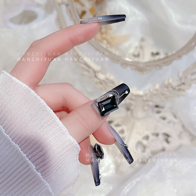 5 Stück Nagel-Strasssteine Charms Kristall Nail Art Schmuck Schwarz Aurora Symphony Nagelbohrer