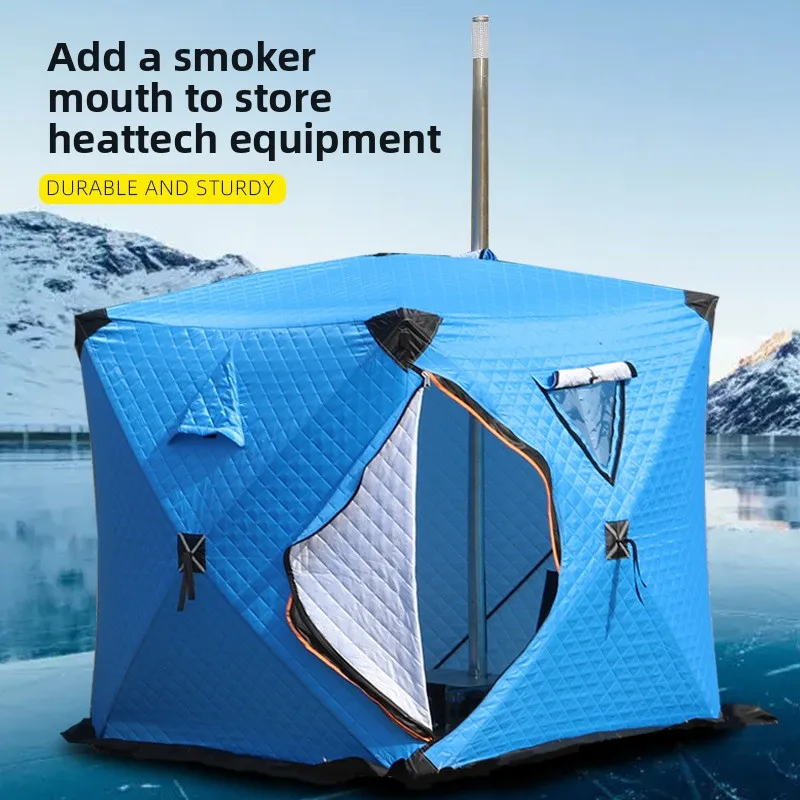 Thickened 3‑Layer Cotton Ice Fishing Tent, Windproof Cold‑Resistant Winter Fishing Shelter, Portable Foldable Warm Outdoor