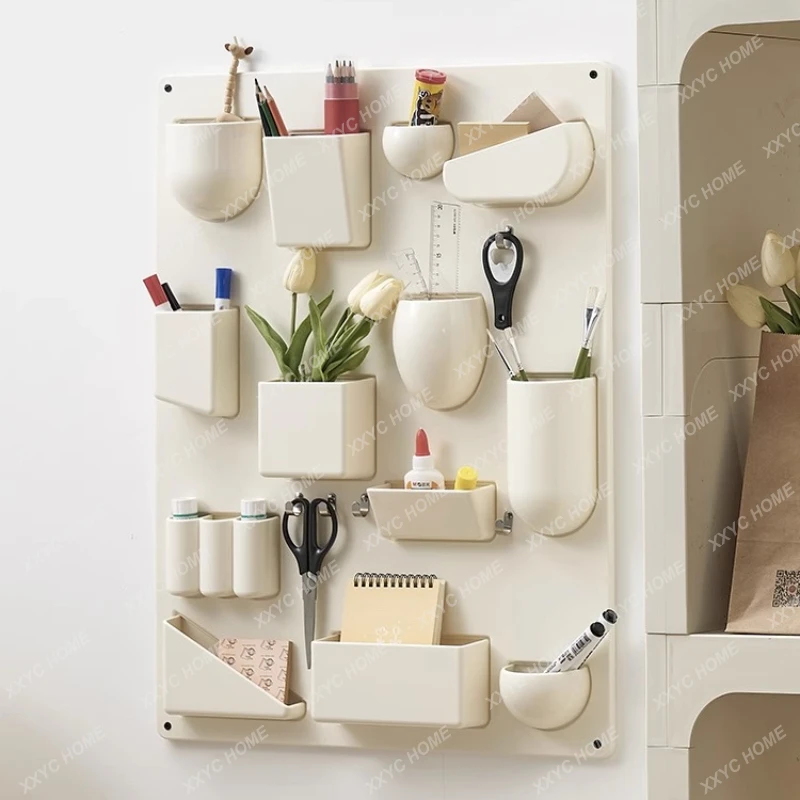 Wire-Wrap Board Storage Rack Wall-Mounted Punch-Free Plastic Storage Rack