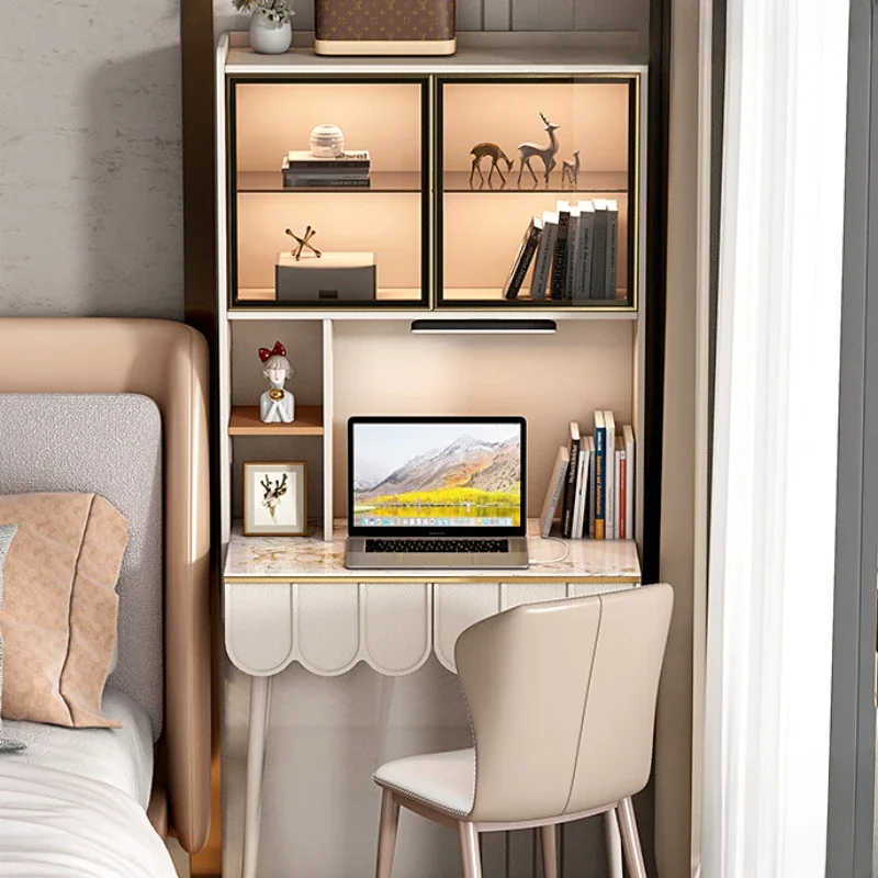 

Light and luxurious slate bookcase integrated desk bookshelf modern bedroom bedside study table