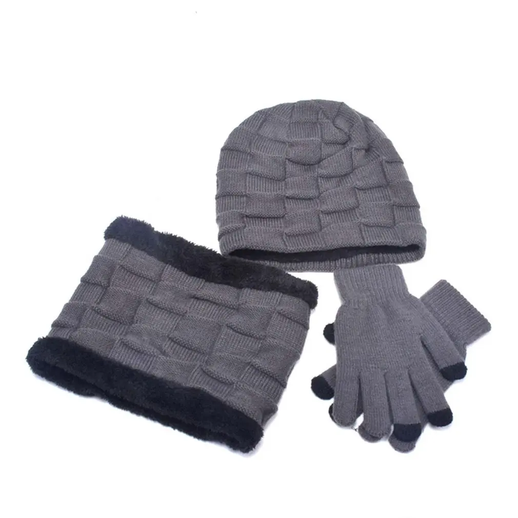 3PCs Kids Hat Scarf Gloves Neck Warmer For Boys Girls Toddler Knit Warm Fleece Lined Hat Scarf Gloves Set