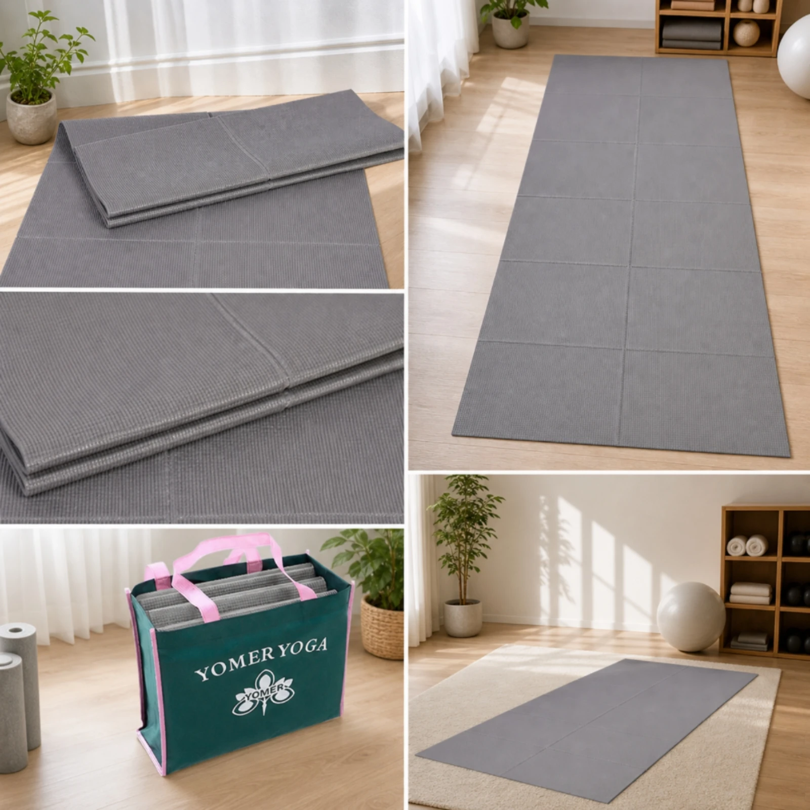 Foldable Exercise Mat Portable Folding Exercise Mat Easy to Store Non-Slip for Stretching, Home Gym