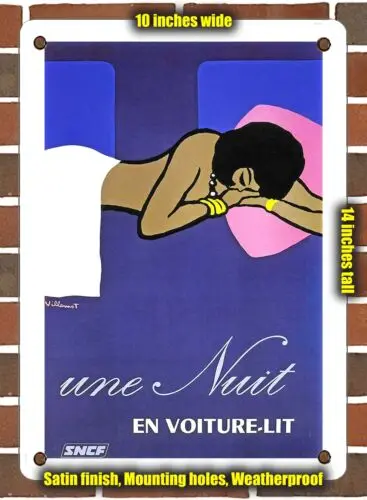 METAL SIGN - 1973 One night in a sleeper car SNCF - 10x14 Inches