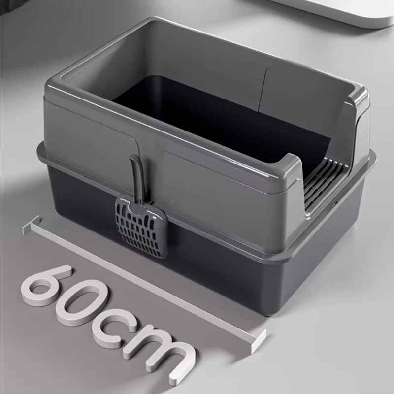 

Новый Улучшенный Открытый Туалет для Кошек: Лоток из Матовой Нержавеющей Стали с Подъемной Крышкой, Защита от Разбрызгивания, Высококачественный Лоток для Кошачьего Туалета