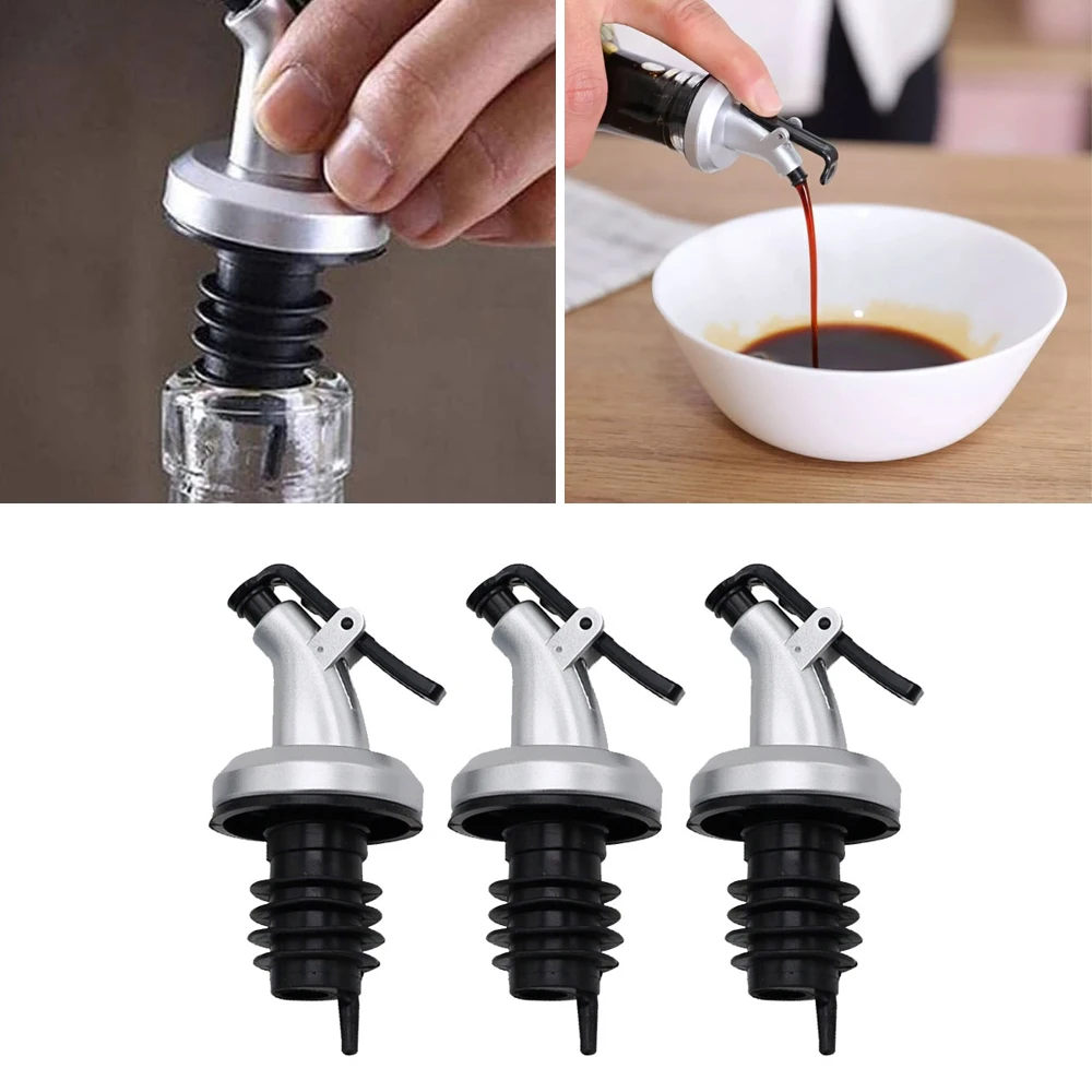 

3Pcs Cook Liquid Seasoning Oil Bottle Cap Stopper Lock Plug Seal Leak-proof Food Grade Rubber Nozzle Sprayer Kitchen Bar Tool