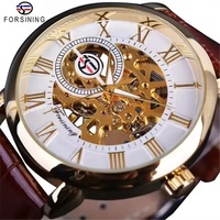 Forsining 99A Advanced Classic Men's Manual Mechanical Watch 3D Luxury Hollow Dial Night Light Leisure Men's Golden Clock Gifts