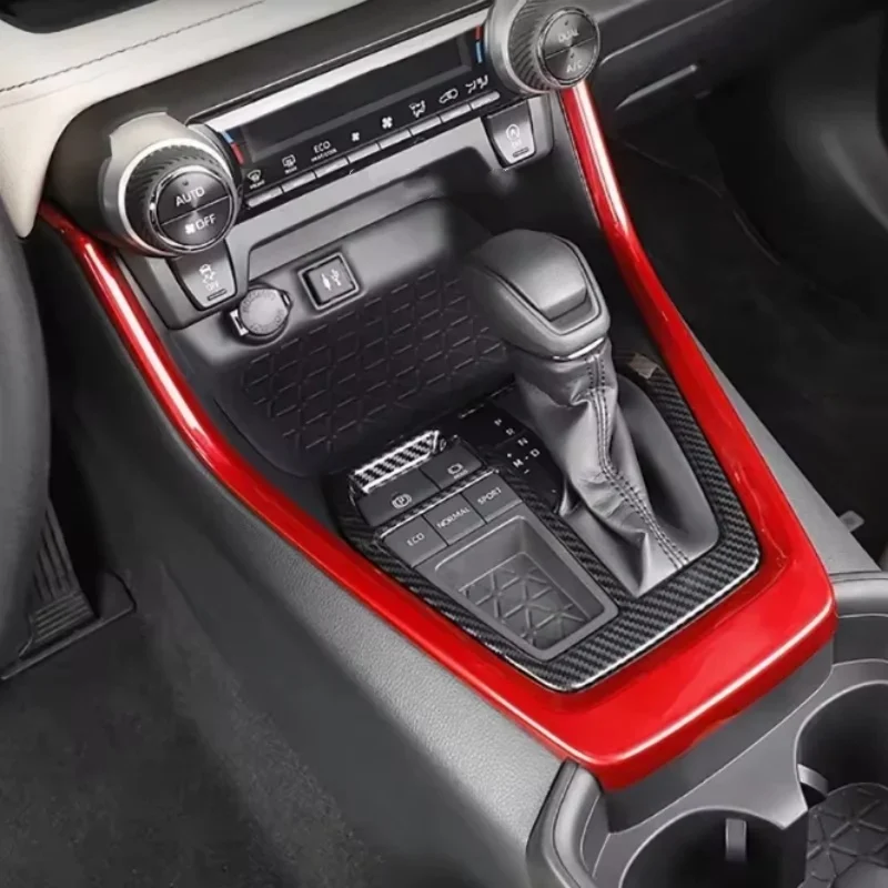 Car Interior Red Decor Accessories For Toyota RAV4 XA50 2019-2023 RAV 4 Hybrid Seat Adjust Button/Gearbox/Window Lift Cover Trim