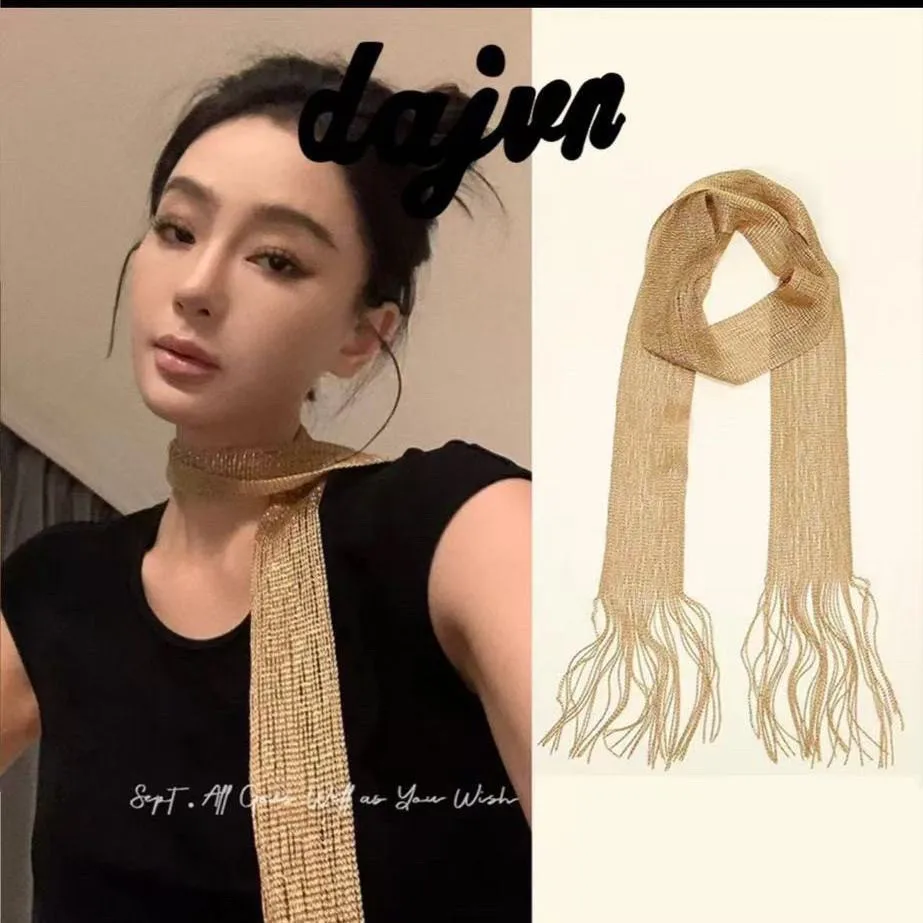 Vintage Women's Thin Non-Metallic Textured Lustrous Silk Scarf Fashion Bright Tassels  Lightweight Shawl