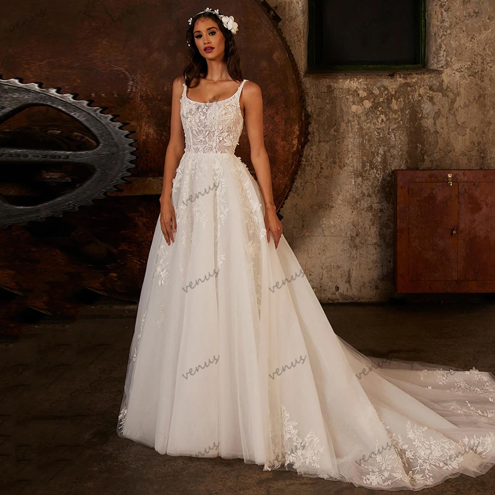 

Glamorous Wedding Dresses A Line Lace Tiered Bridal Gowns Princess Robes Sleeveless Boat Neck Vestidos De Novia Customized 2025