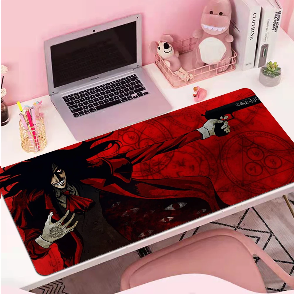 Xxl hellsing alucard grande mousepad kawaii acessórios de jogos antiderrapante mouse pad gamer xl tapete de teclado mausepad tapis de souris