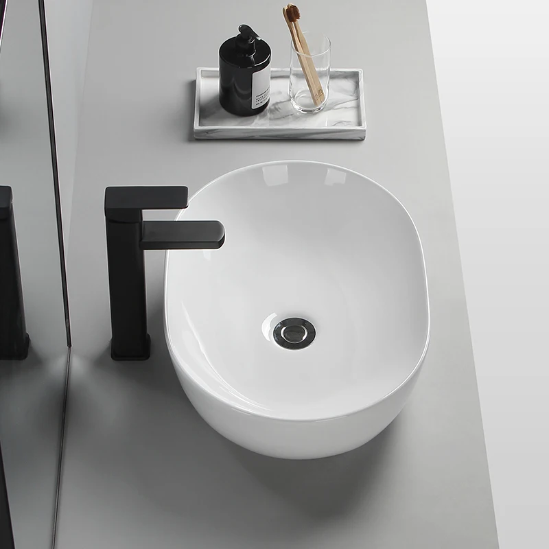 Elegant Ceramic Vessel Sink, Oval Design Ceramic Wash Basin - Ideal for Modern Bathroom Fixtures, Suitable for Dressing Rooms, Vanities, Bathrooms view 3