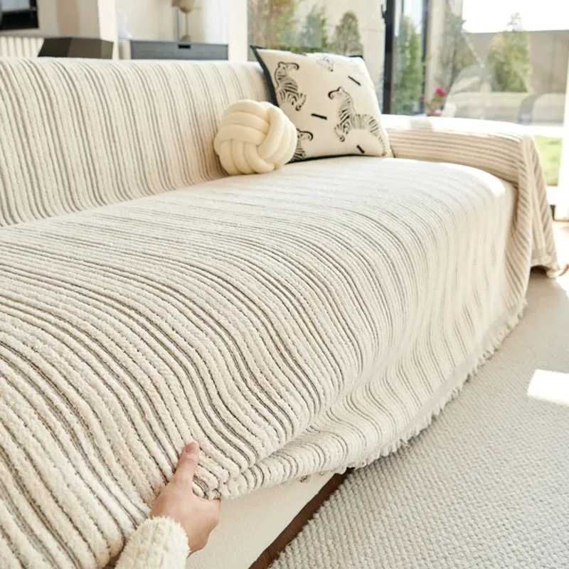Cream Style Sofa Towel, Non-slip Decorative Sofa Cover, Soft Universal Sofa Throw for Living Room Home Interior Decoration