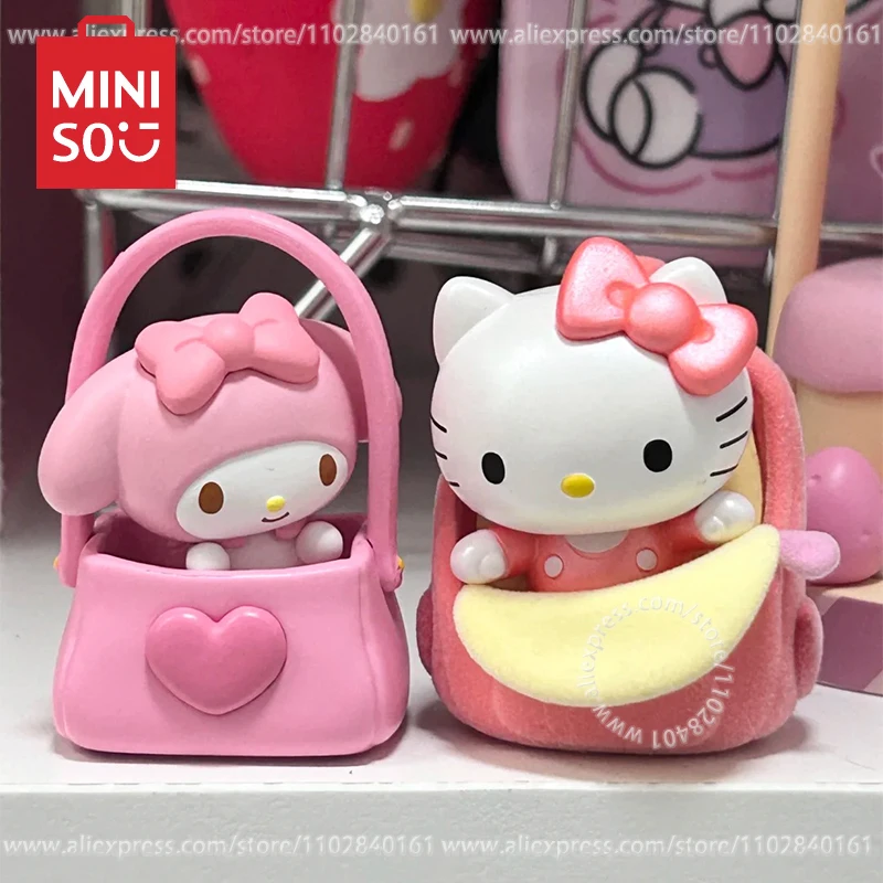 

MINISO Blind Box Sanrio Heartbeat Conspicuous Bag Series Cute Bean Mini Collection Doll Birthday Gift Animation Toy Children