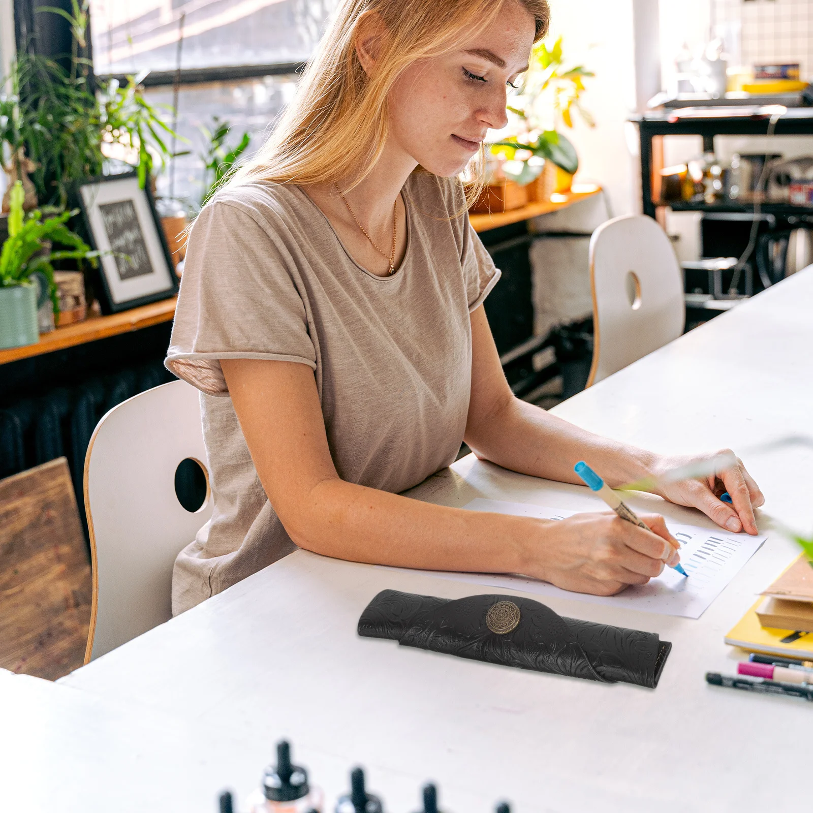 حقيبة أقلام ممتازة بأزرار كبس محمولة لأجهزة الكمبيوتر المحمولة وواقي الجيب الأنيق للأقلام وأقلام الرصاص #5