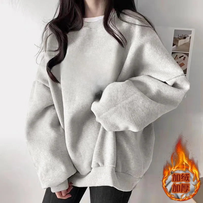 

Унисекс худи оверсайз с флисовой подкладкой, утолщенное, повседневное, с принтом в виде сердец, комфортное, с серебристым мехом внутри, для осени и зимы