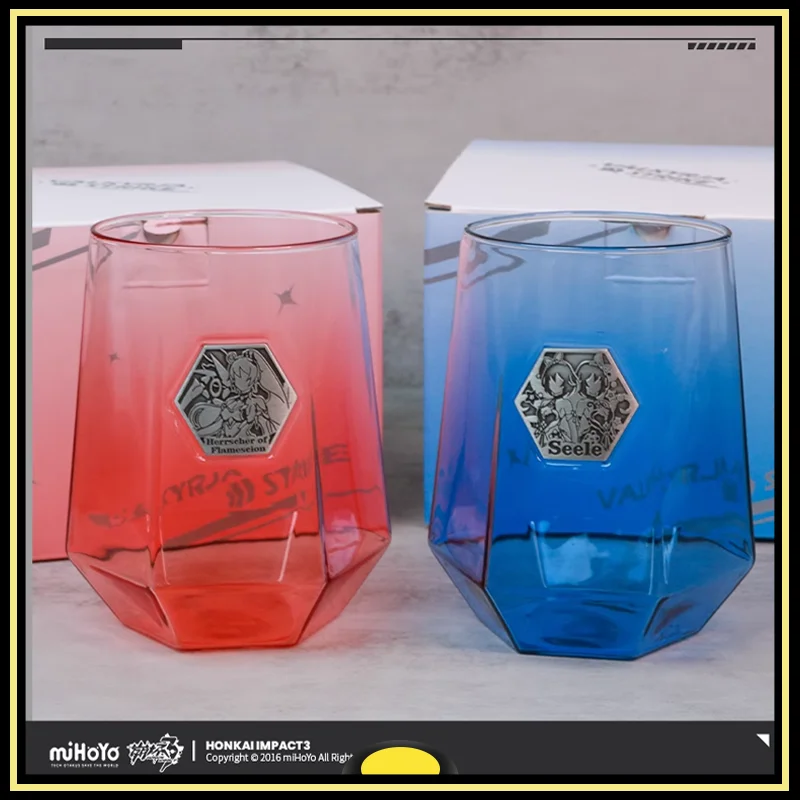 

Honkai Impact 3 Glass Cup Peripheral Products Kiana Kaslana Water Cup Valkyrie Side Face Collection in Shelf Original