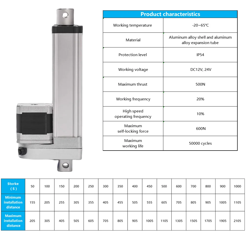 High Precision Linear Actuator Electric Linear Nema17 Stepper Motor TB6600 Drive Kit 50-500mm Stroke for Automation Equipment