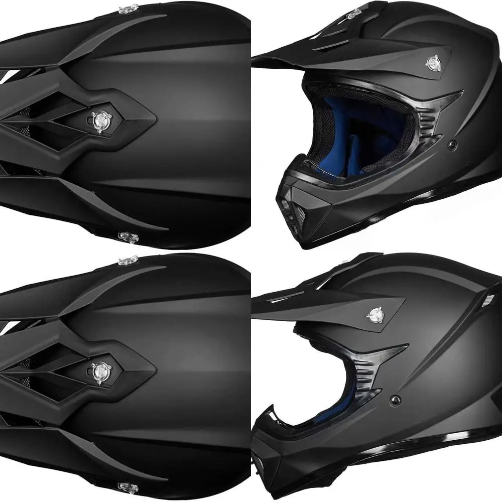 خوذات الدراجة الترابية للشباب موتوكروس ATV BMX MX الطرق الوعرة كاملة الوجه، معتمدة من وزارة النقل، أسود غير لامع، شبابي-XLarge #1