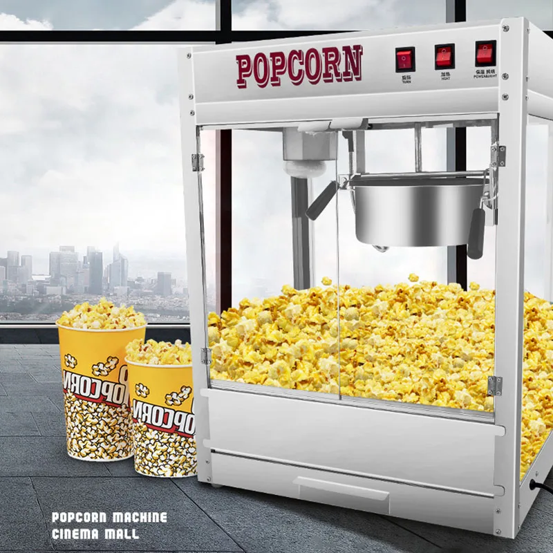 110V/220V Popcorn Machine Commercial Fully Automatic KTV Cinema Popcorn Machine Stainless Steel