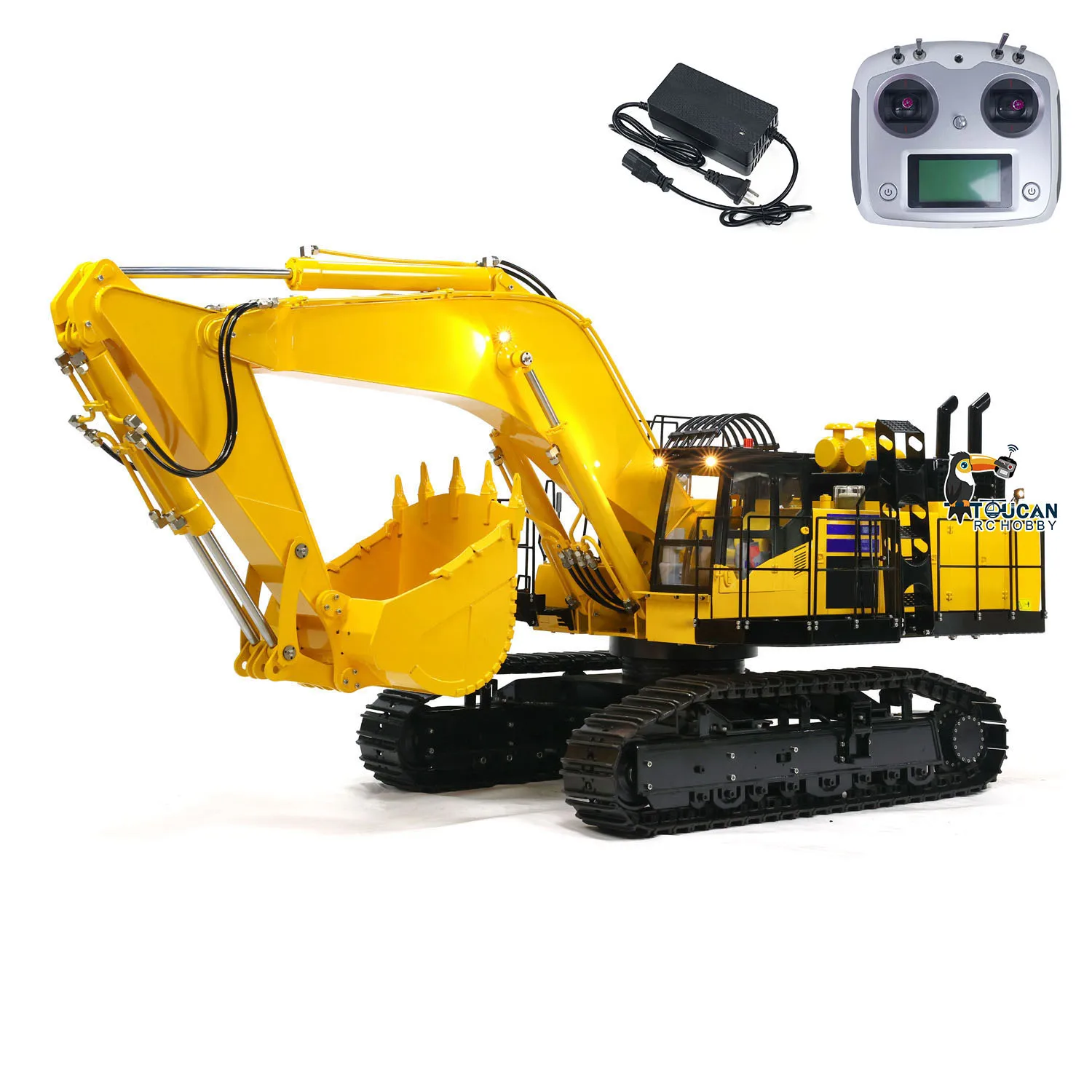 PC1250 Heavy Duty Machine RC Hydraulic Excavator 1/8 Scale Remote Control Metal Digger Construction Vehicle Light System Model