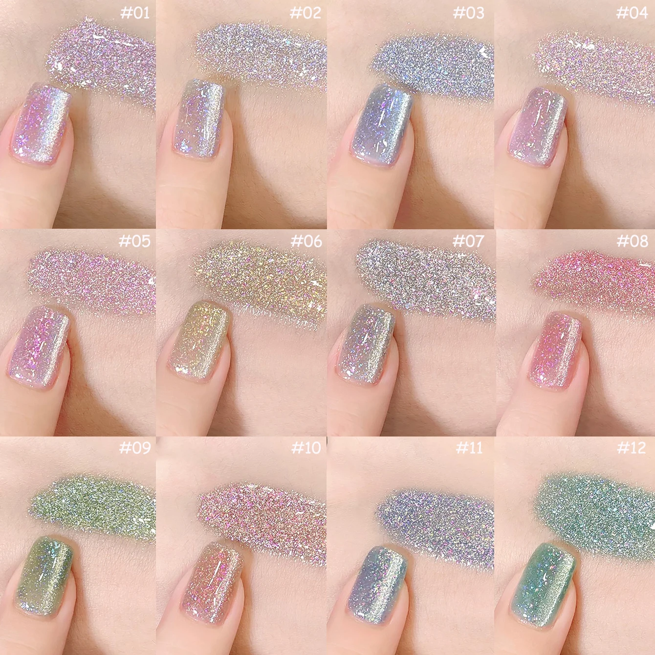 1 pz WS Glitter Crushed Ice Cat Eye Gel Smalto per unghie 2025 Popolare Sbiancamento Flash Scintillante Diamante Rotto Cat Eye Nail Art