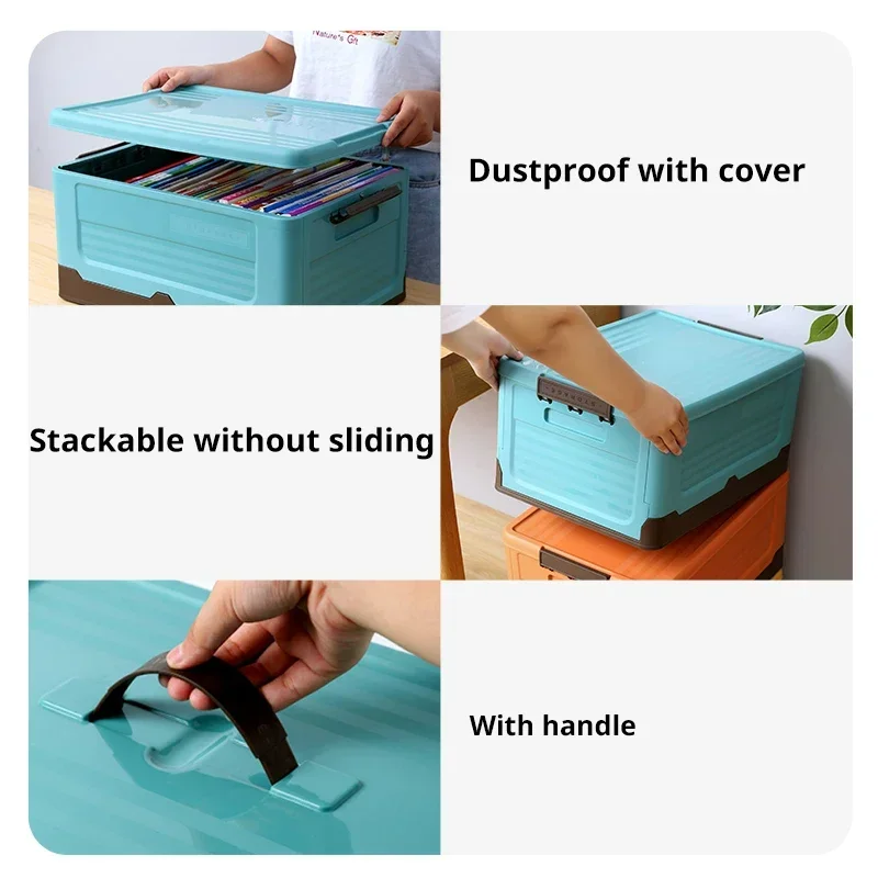 Folding Storage Box Multifunction Foldable Organizer Container Plastic Sundries Storages Supplies Organizer Box with Lid 1 PCS