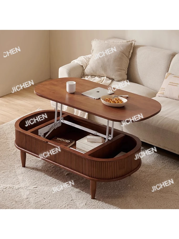

JC Nordic журнальный столик из цельного дерева, подъемный, для маленькой квартиры, современный светильник, роскошный домашний чайный столик для хранения в гостиной