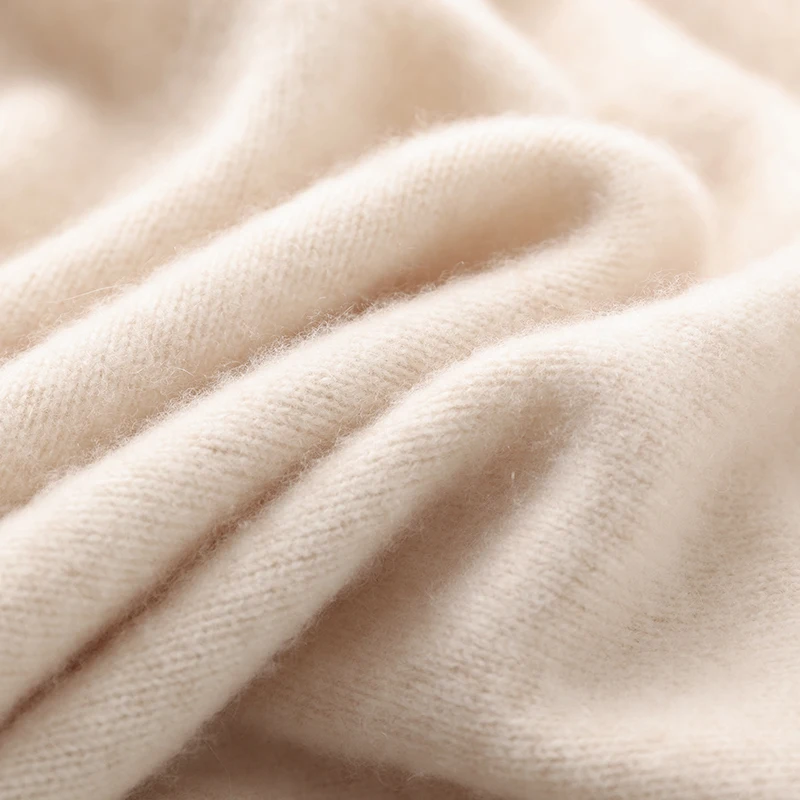 Fashion Thickened Turn-over Collar Woolen Cashmere Sweater 100% Merino Wool Pullover Long Sleeves Solid Color  Clothing Top