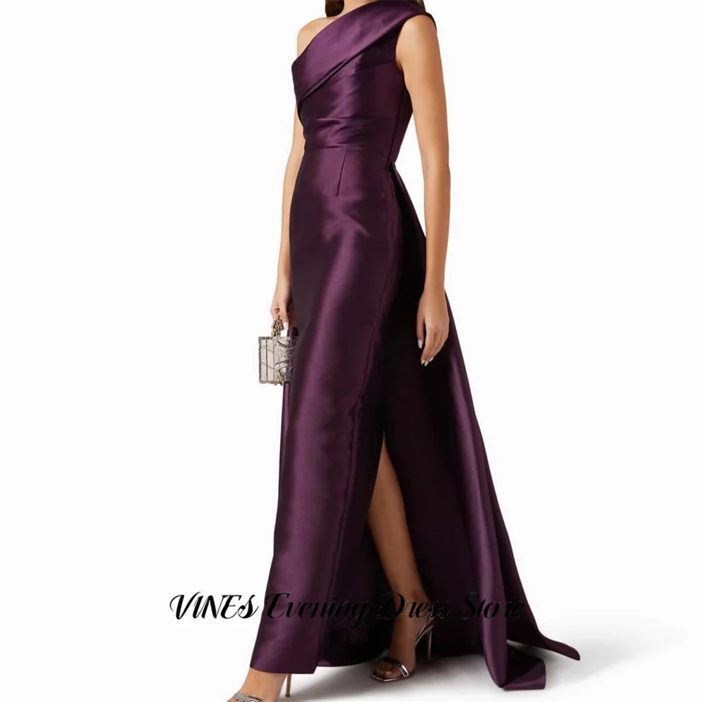 

VINES Purple Minimalist Prom Dress One Shoulder Mermaid Celebrity Dress Sleeveless Evening Dresses Satin Formal Gown Customized