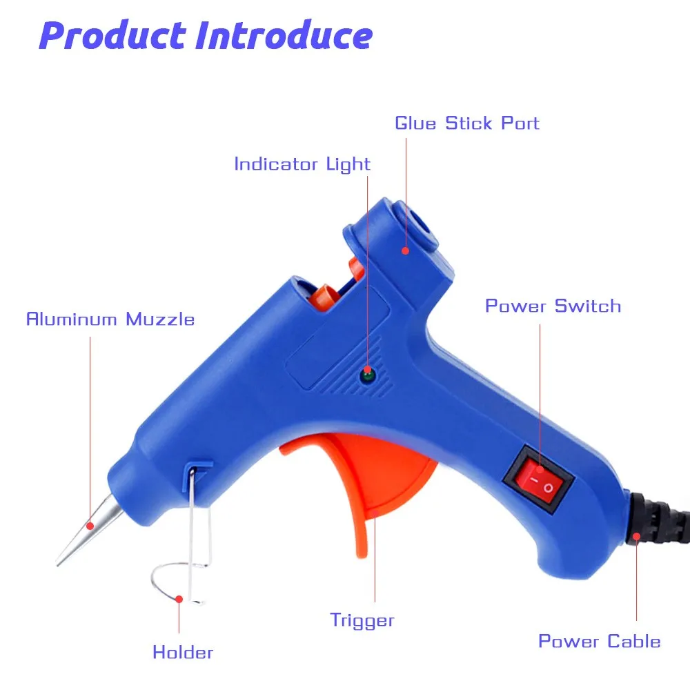 LiTuiLi 20W Hot Melt Glue Gun with Bag Mini Household DIY Guns Thermo Electric Repair Tool Use 20pcs 7mm Glue Sticks